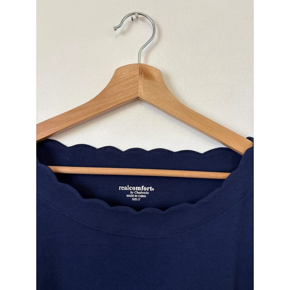 Real Comfort by Chadwicks Quarter-Sleeve Top – Blue – Size Large Tall - Picture 2 of 4
